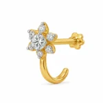 Celestial Bloom Lab Grown Diamond Nose Pin side angle in yellow gold