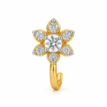 Celestial Bloom Lab Grown Diamond Nose Pin front view in yellow gold