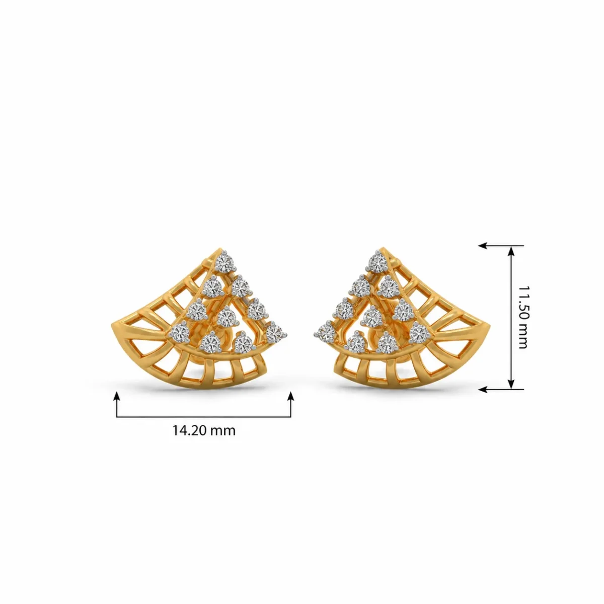 Elegant Fan Design Lab Grown Diamond Stud (Earrings) for Women – 18k Gold - Image 4