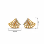 Elegant Fan Design Lab Grown Diamond Stud (Earrings) for Women – 18k Gold - Image 4