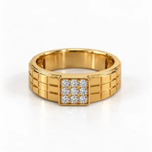 Imperial Square Lab Grown Diamond Men’s Ring in Yellow Gold Front View