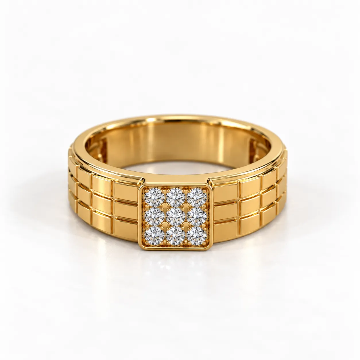 Imperial Square Lab Grown Diamond Men’s Ring – Yellow Gold Imperial Square Lab Grown Diamond Men’s Ring in Yellow Gold Front View