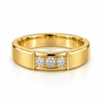 Triple Crown Lab Grown Diamond Men’s Ring in Yellow Gold Front View