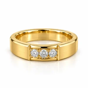 Triple Crown Lab Grown Diamond Men’s Ring in Yellow Gold Front View
