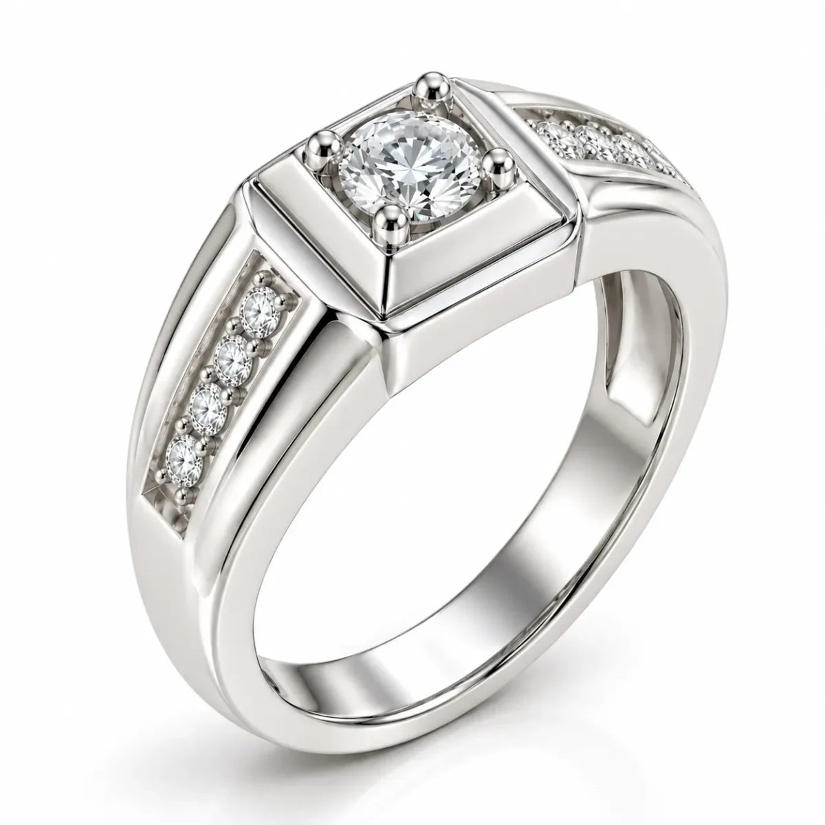 Crownline Lab Grown Diamond Men’s Ring Standing Angled View