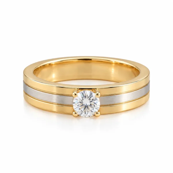 Titan Crest Lab Grown Diamond Men's Ring front view with round solitaire