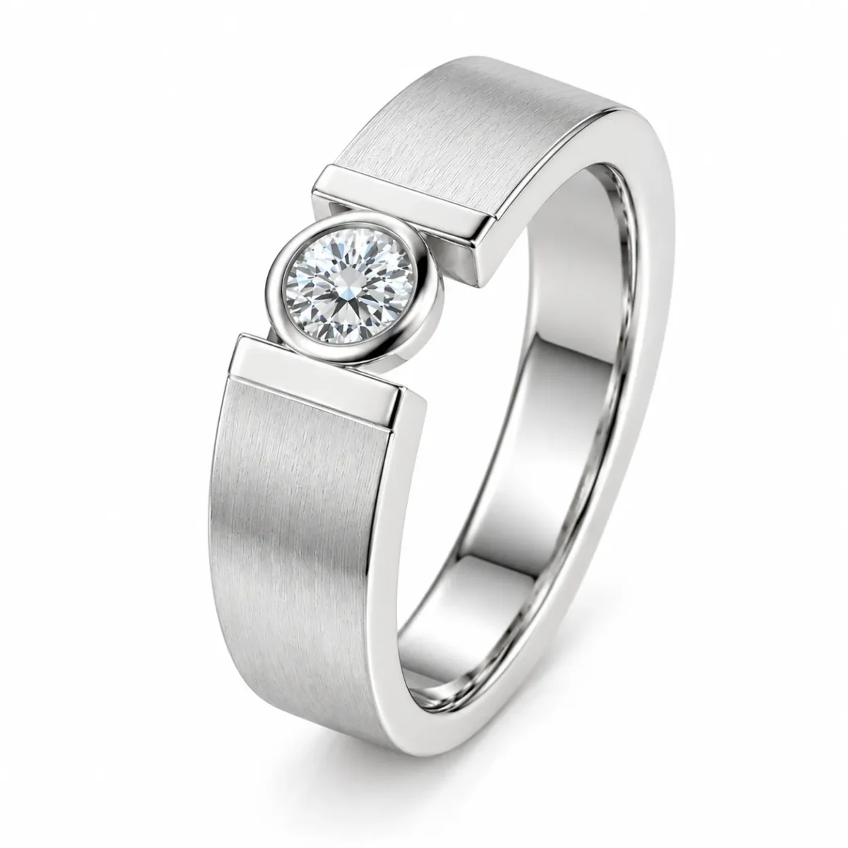 Aurex Orbit Lab Grown Diamond Men’s Ring white gold standing angle