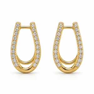 Elegant U-Shaped Lab Grown Diamond Hoop Earrings for Women 0.66 Carat