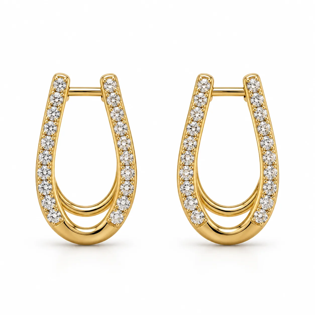 U-Shaped Lab Grown Diamond Hoop Earrings – 0.66 Carat Elegant U-Shaped Lab Grown Diamond Hoop Earrings for Women 0.66 Carat
