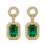 Luxury Emerald Lab Grown Diamond Halo Drop Earrings for Women 1 Carat