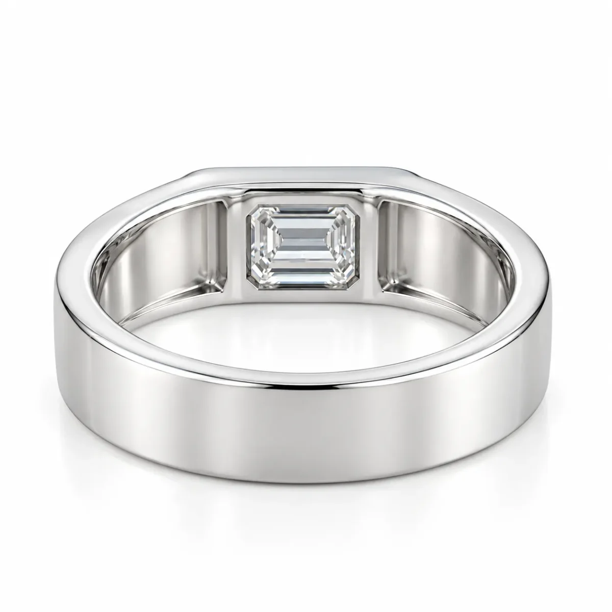 Emerald Crest Lab Grown Diamond Ring for Men back and inner view