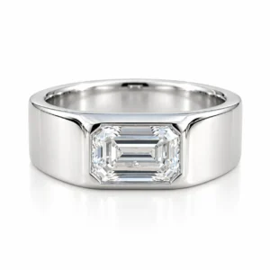Emerald Crest Lab Grown Diamond Ring for Men in white gold front view