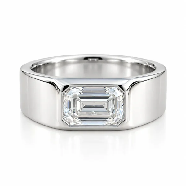 Emerald Crest Lab Grown Diamond Ring for Men in white gold front view