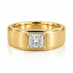 Signature Princess Lab Grown Diamond Men’s Ring in yellow gold front view
