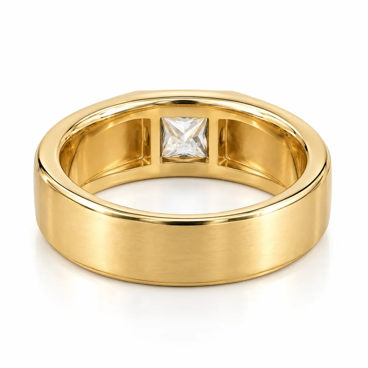 Back view of Signature Princess Lab Grown Diamond Men’s Ring in yellow gold