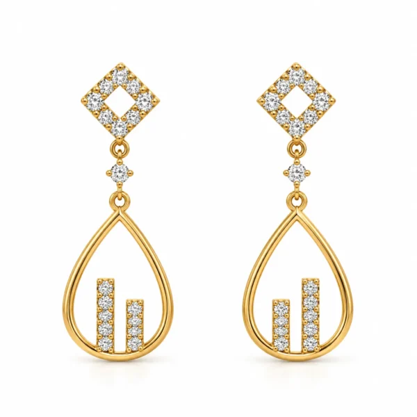 Modern Geometric Teardrop Lab Grown Diamond Drop Earrings for Women 0.80 Carat