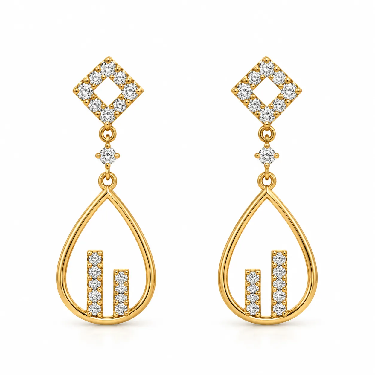 Geometric Teardrop Lab Grown Diamond Earrings – 0.80 Carat Modern Geometric Teardrop Lab Grown Diamond Drop Earrings for Women 0.80 Carat