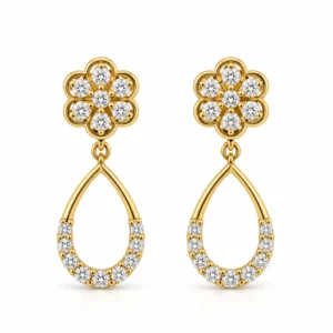 Elegant Floral Teardrop Lab Grown Diamond Drop Earrings for Women 1.30 Carat