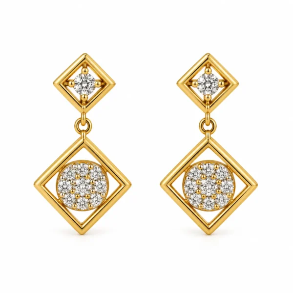 Elegant Geometric Lab Grown Diamond Drop Earrings for Women 1.20 Carat