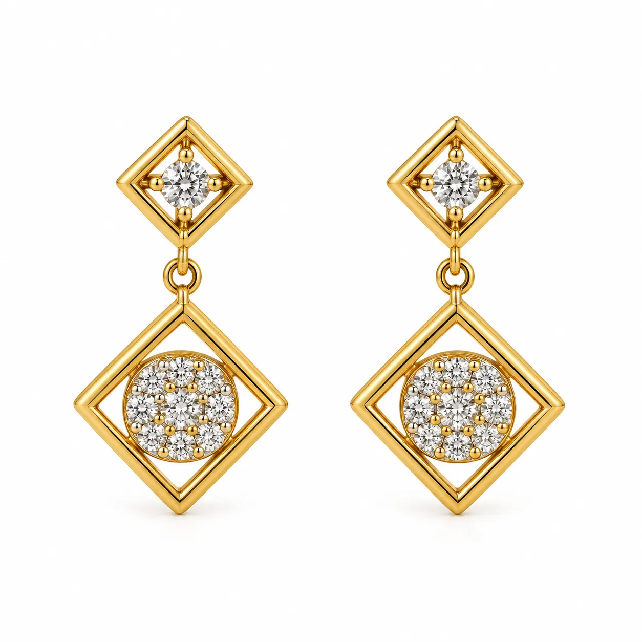 Geometric Lab Grown Diamond Drop Earrings – 1.20 Carat Elegant Geometric Lab Grown Diamond Drop Earrings for Women 1.20 Carat