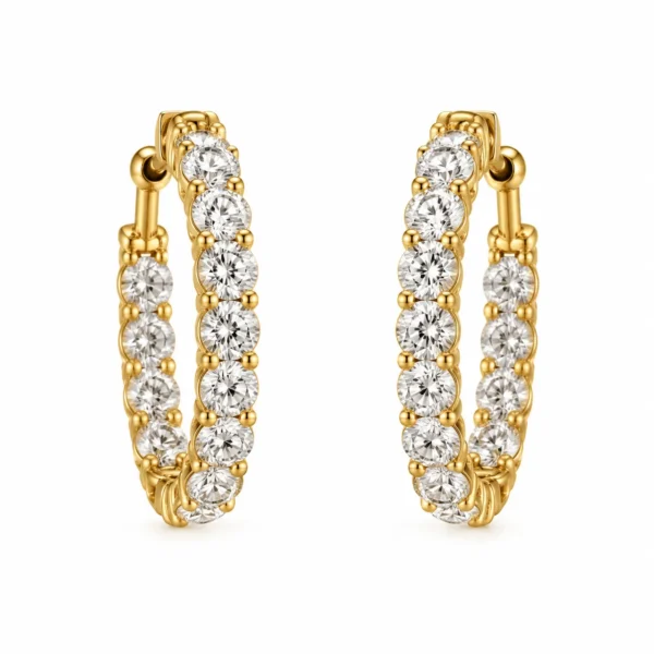 Round Lab Grown Diamond Hoop Earrings for Women 1.44 Carat