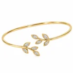 Elegant 18K leaf marquise lab grown diamond gold bracelet for women by Pure Gems World