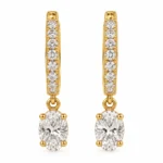 Oval Lab Grown Diamond Drop Hoop Earrings for Women 1.30 Carat