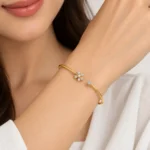 Elegant 18K Gold Floral Pear & Round Lab Grown Diamond Gold Bracelet for Women - Image 2