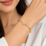 Elegant 18K Pear & Round Lab Grown Diamond Gold Bracelet for Women - Image 2