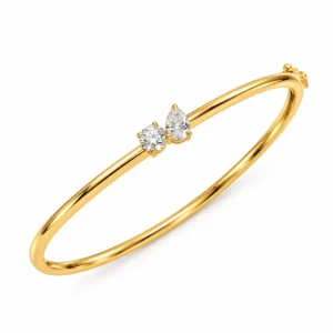 18K pear and round lab grown diamond gold bracelet for women