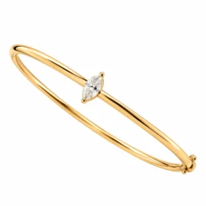 Elegant 18K marquise solitaire lab grown diamond gold bracelet for women by Pure Gems World