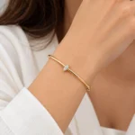 Elegant 18K Gold Marquise Solitaire Lab Grown Diamond Gold Bracelet for Women - Image 2