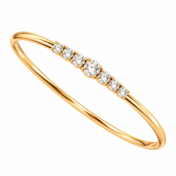 Elegant 18K seven stone graduated lab grown diamond gold bracelet for women