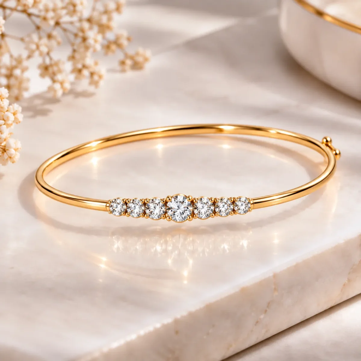 Elegant 18K Seven Stone Graduated Lab Grown Diamond Gold Bracelet for Women - Image 3