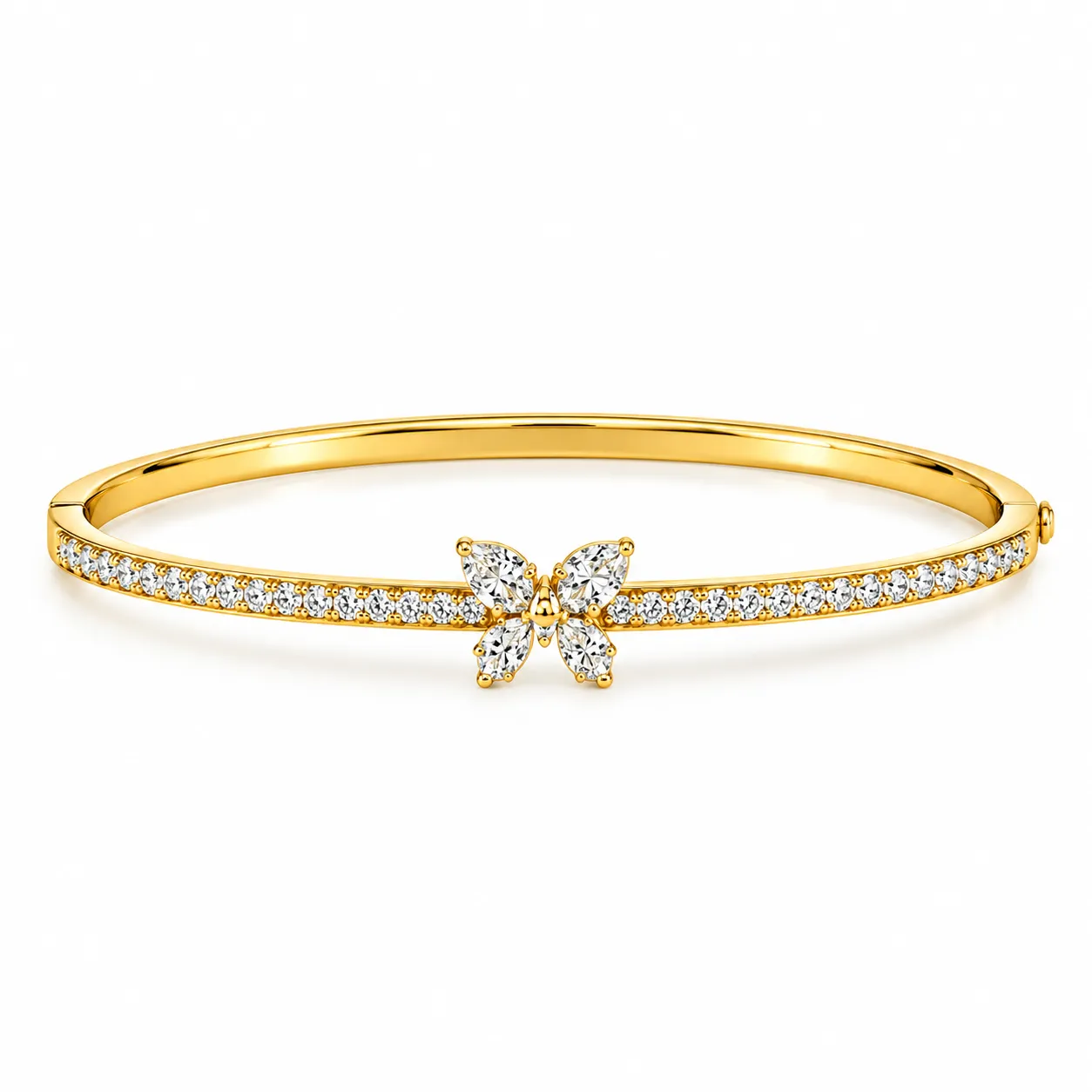 Elegant 18K butterfly lab grown diamond gold bracelet for women