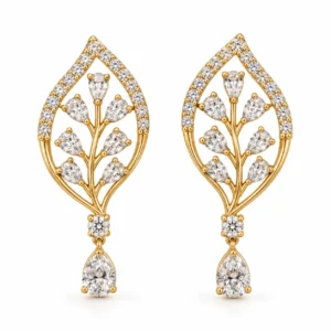 Elegant Pear Cut Lab Grown Diamond Leaf Drop Earrings for Women 2.80 Carat
