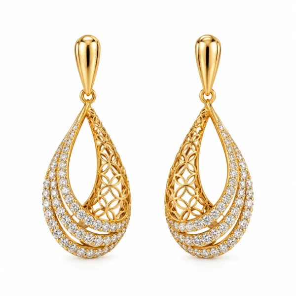 Elegant Teardrop Lab Grown Diamond Drop Earrings for Women 1.30 Carat
