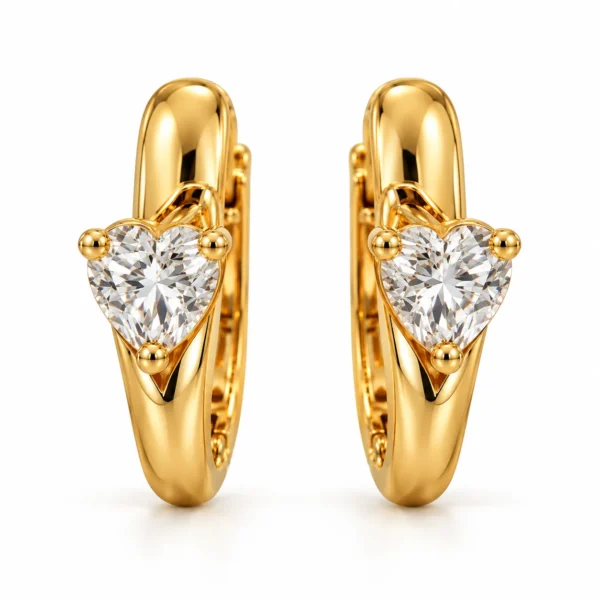 Heart Cut Lab Grown Diamond Huggie Earrings for Women 0.50 Carat