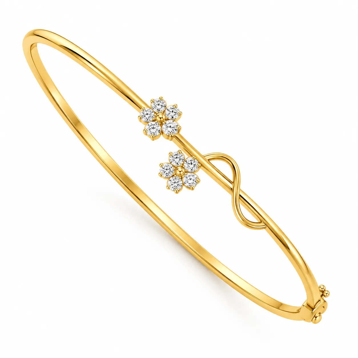 18K floral infinity lab grown diamond gold bracelet for women