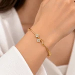 Elegant 18K Gold Floral Infinity Lab Grown Diamond Gold Bracelet for Women - Image 2