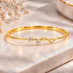 Elegant 18K Gold Floral Infinity Lab Grown Diamond Gold Bracelet for Women - Image 3