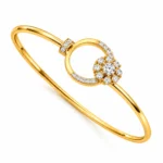18K circular floral lab grown diamond gold bracelet for women