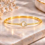 Elegant 18K Gold Circular Floral Lab Grown Diamond Gold Bracelet for Women - Image 3