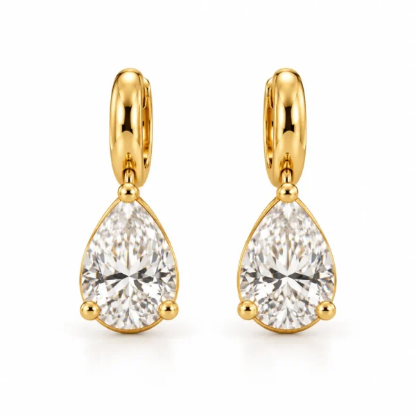 Pear Cut Lab Grown Diamond Drop Earrings for Women 2 Carat