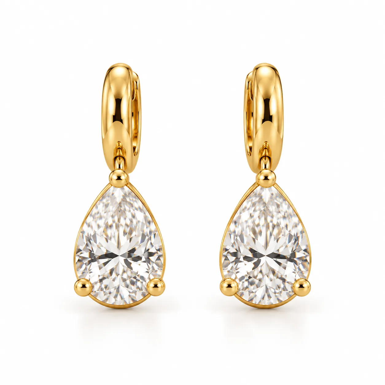 Pear Cut Lab Grown Diamond Drop Earrings – 2 Carat Pear Cut Lab Grown Diamond Drop Earrings for Women 2 Carat