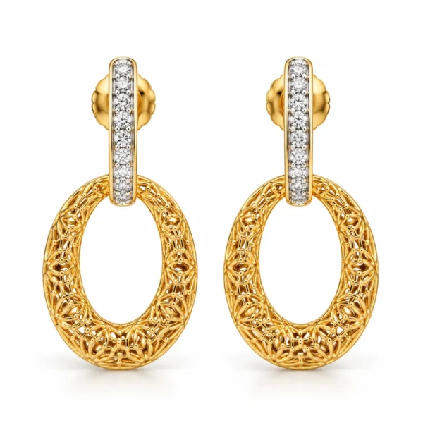 Lab Grown Diamond Filigree Hoop Drop Earrings for Women 0.26 Carat