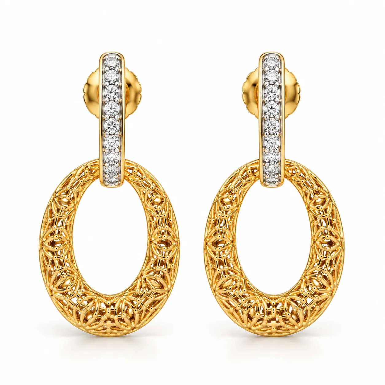 Lab Grown Diamond Filigree Hoop Drop Earrings for Women 0.26 Carat