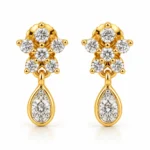 Pear Cut Floral Lab Grown Diamond Drop Earrings for Women 0.50 Carat