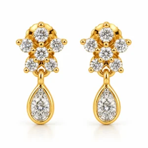 Pear Cut Floral Lab Grown Diamond Drop Earrings for Women 0.50 Carat