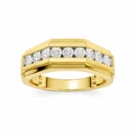 Geometric Channel Lab Grown Diamond Ring for Men angled view